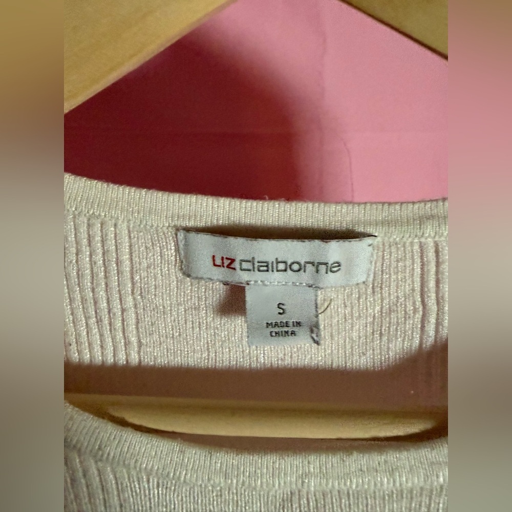 Liz Claiborne Black and Cream Ribbed Stripe Sweater Size S - Picture 3 of 4